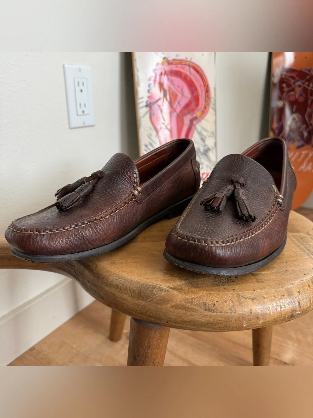 Vintage 90s 2000s Brown Leather Tassel Loafers ~ Size 8.5